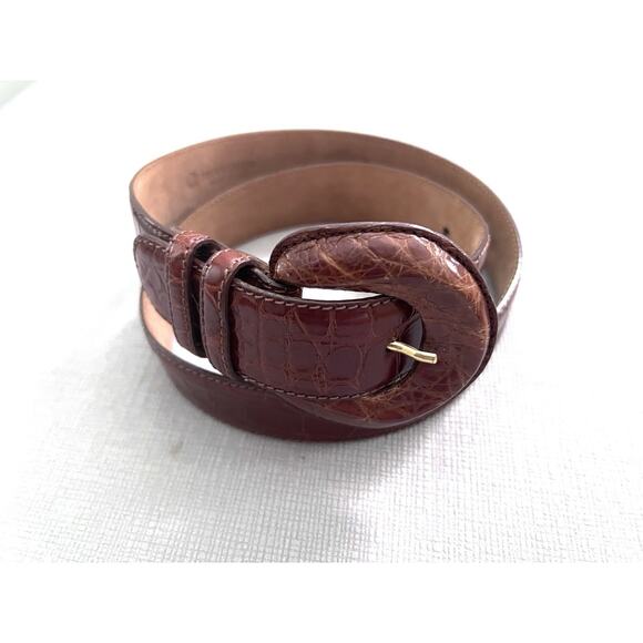 Takashimaya New York Belt Genuine American Alligator Waist Made In Italy luxury - Picture 3 of 13